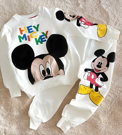 çocuk takım mickey baskılı beyaz 3-7 yaş arası