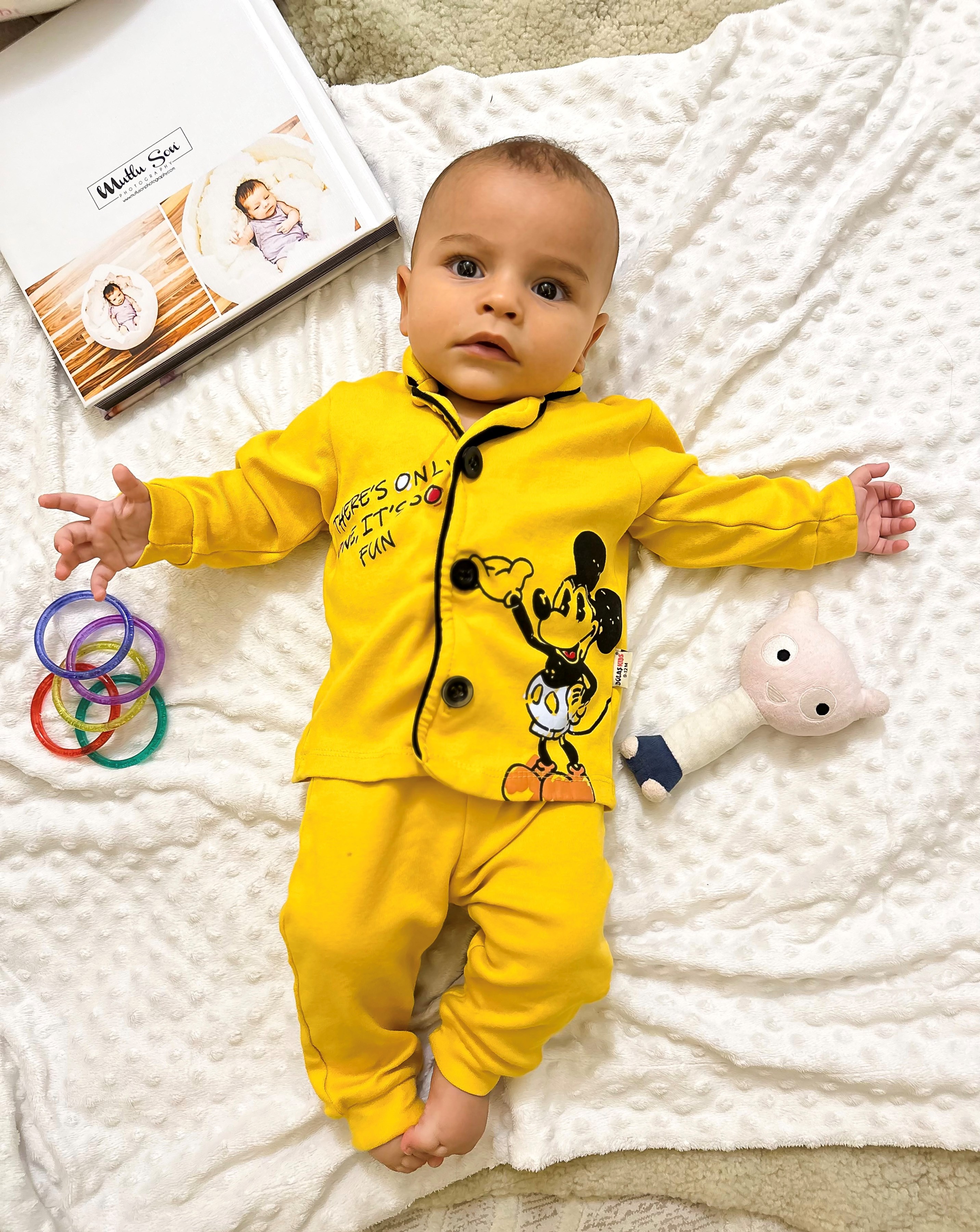 Mickey Baskılı Düğmeli Pijama 6-18 Ay Arası