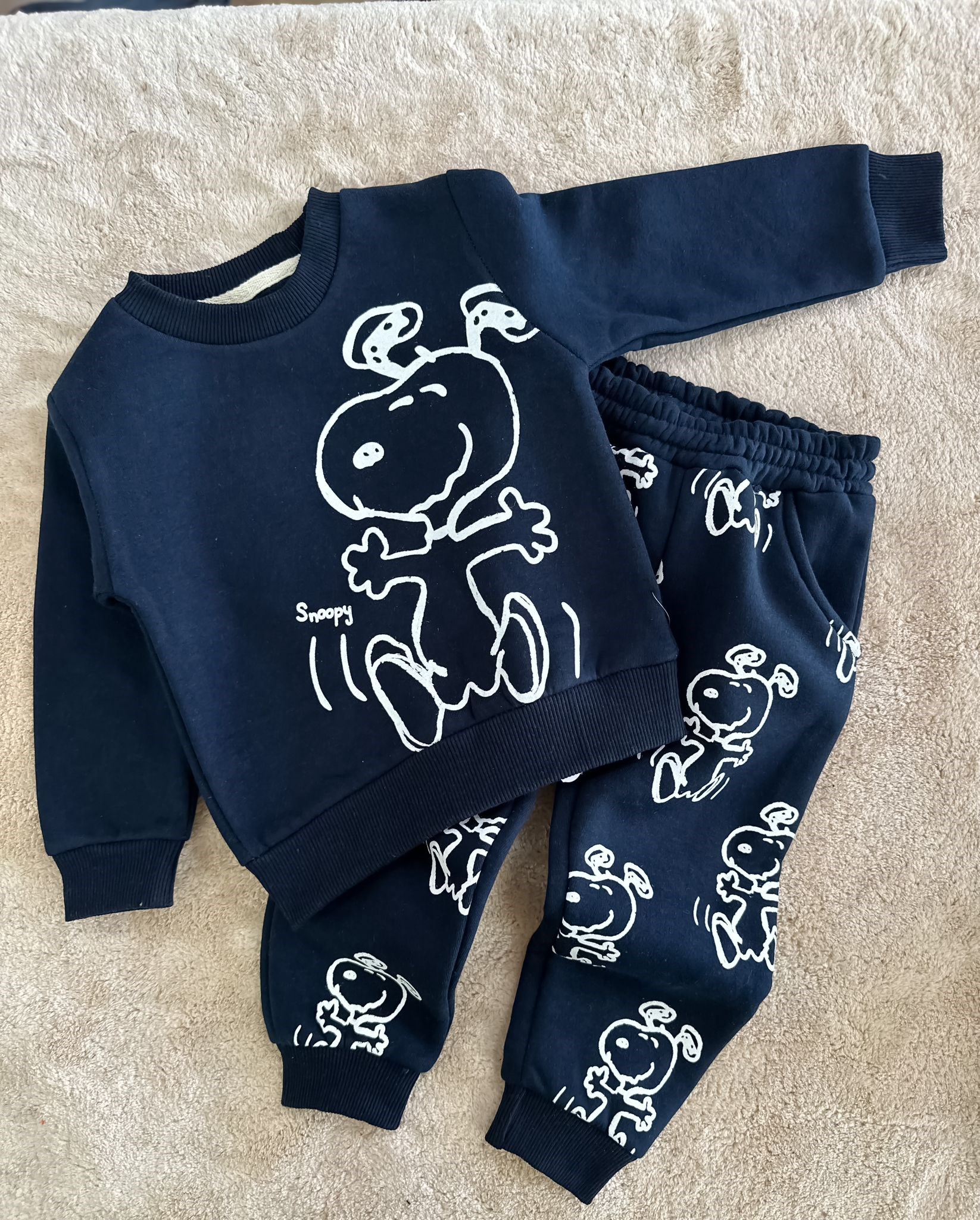 Snoopy Baskılı Lacivert Takım Şordonlu  2-5 Yaş Arası