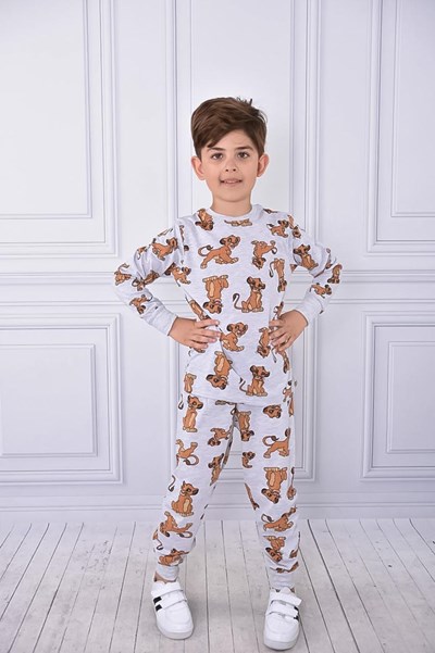 çocuk pijama takımı aslan baskılı 3-10 yaş arası 