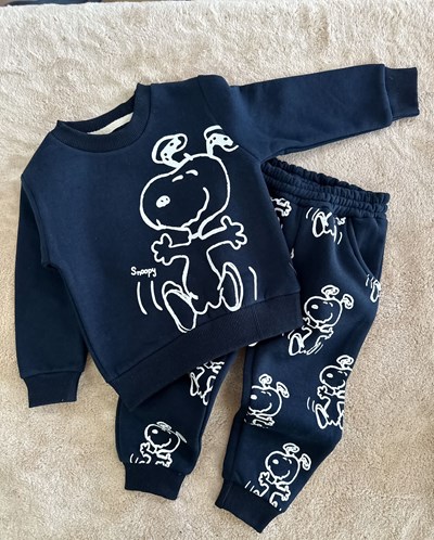 SNOOPY BASKILI LACİVERT TAKIM ŞORDONLU  2-5 YAŞ ARASI