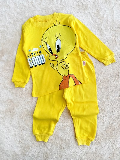 GOOD TWEETY BASKILI PİJAMA SARI 1-3 YAŞ ARASI