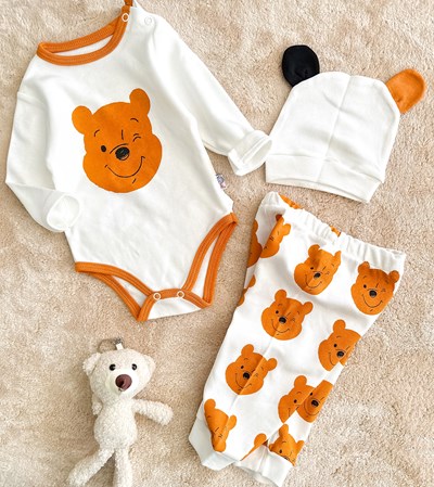 POOH BASKILI BADİLİ ŞAPKALI TAKIM 3-9 AY ARASI