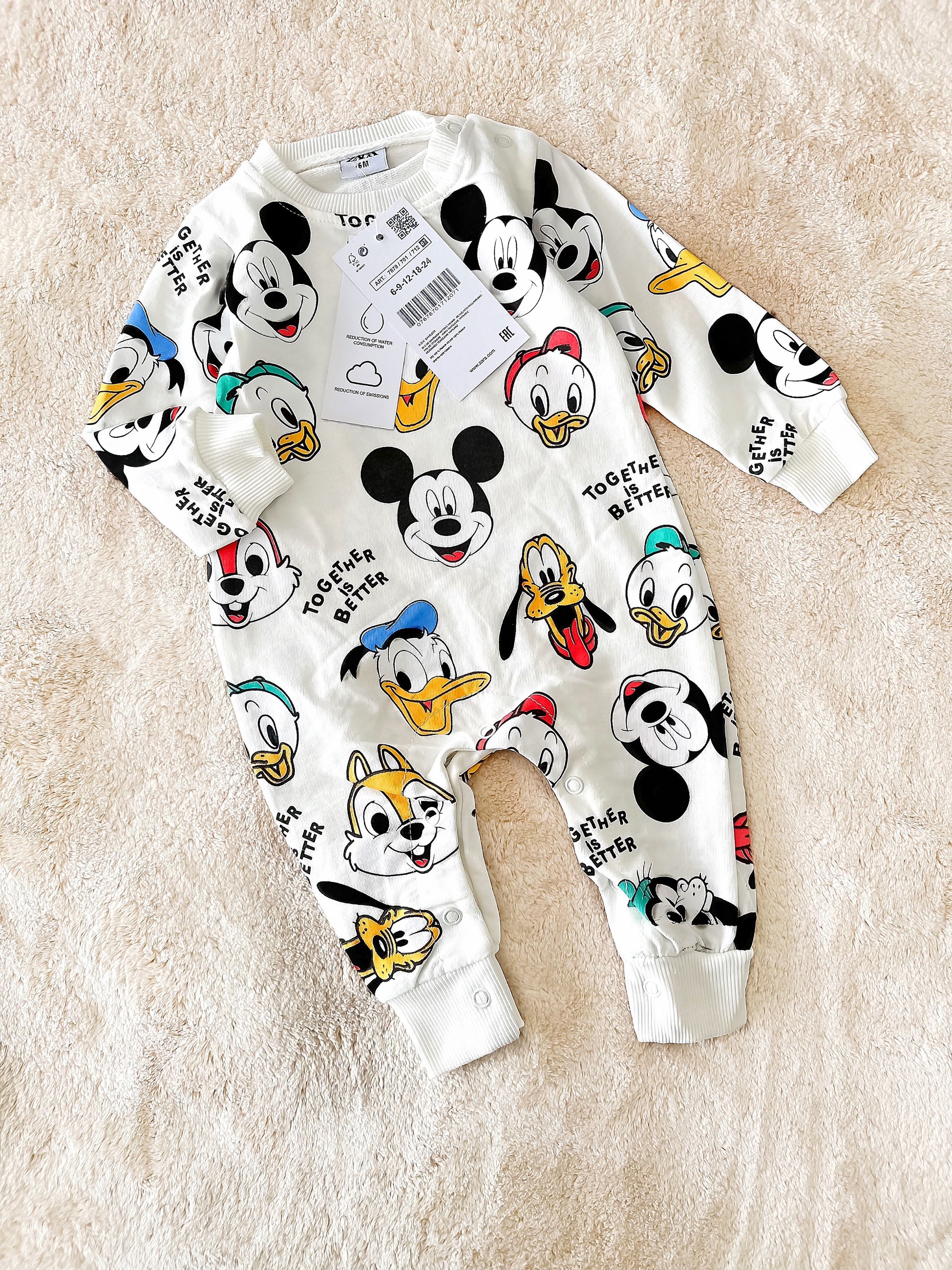 BEBEK TULUM MİCKEY TOGETHER BASKILI 6-24 AY KREM