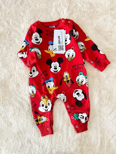 BEBEK TULUM MİCKEY TOGETHER BASKILI 6-24 AY KIRMIZI