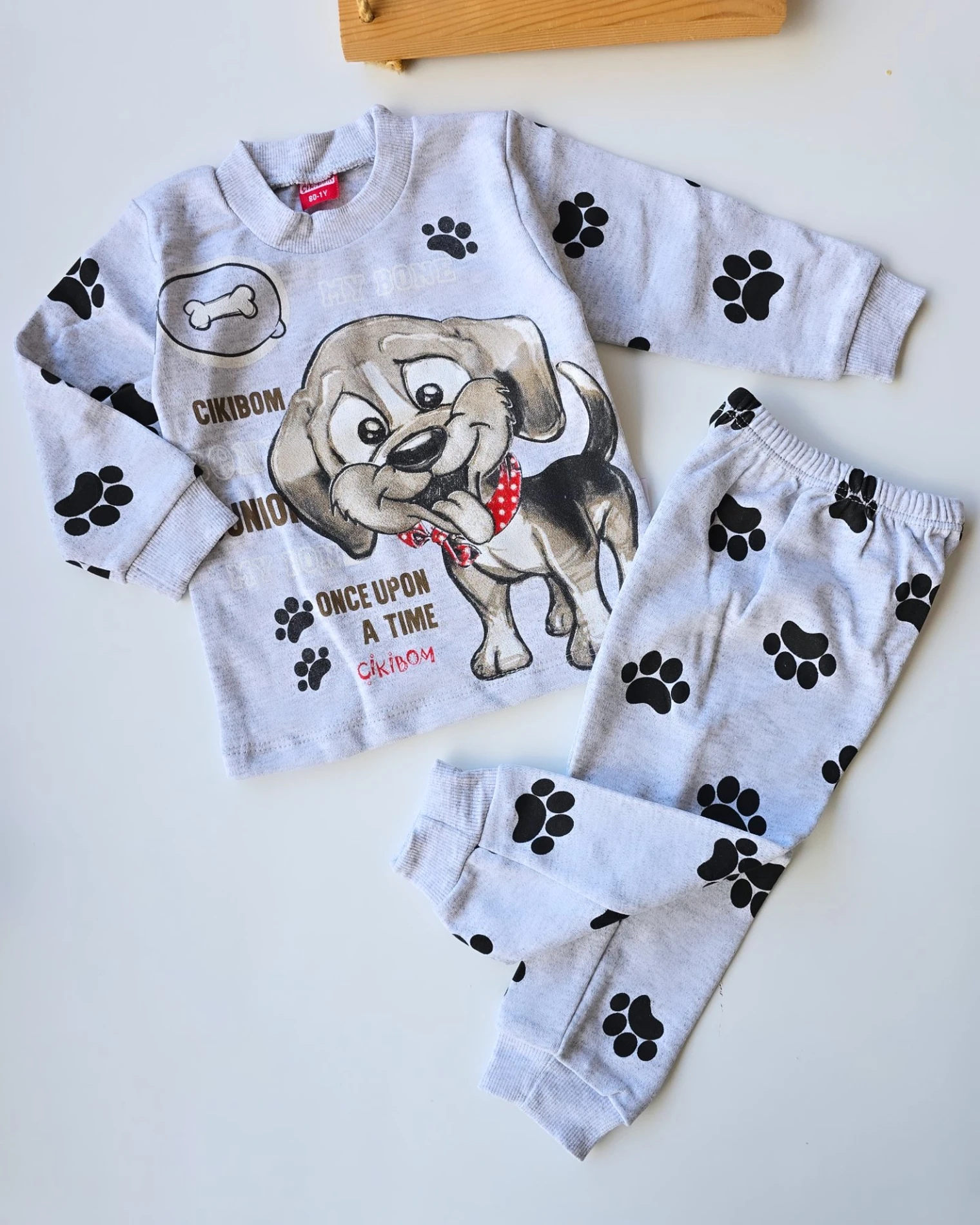 Bebek Takım Pijama Köpek Baskılı 1 Yaş
