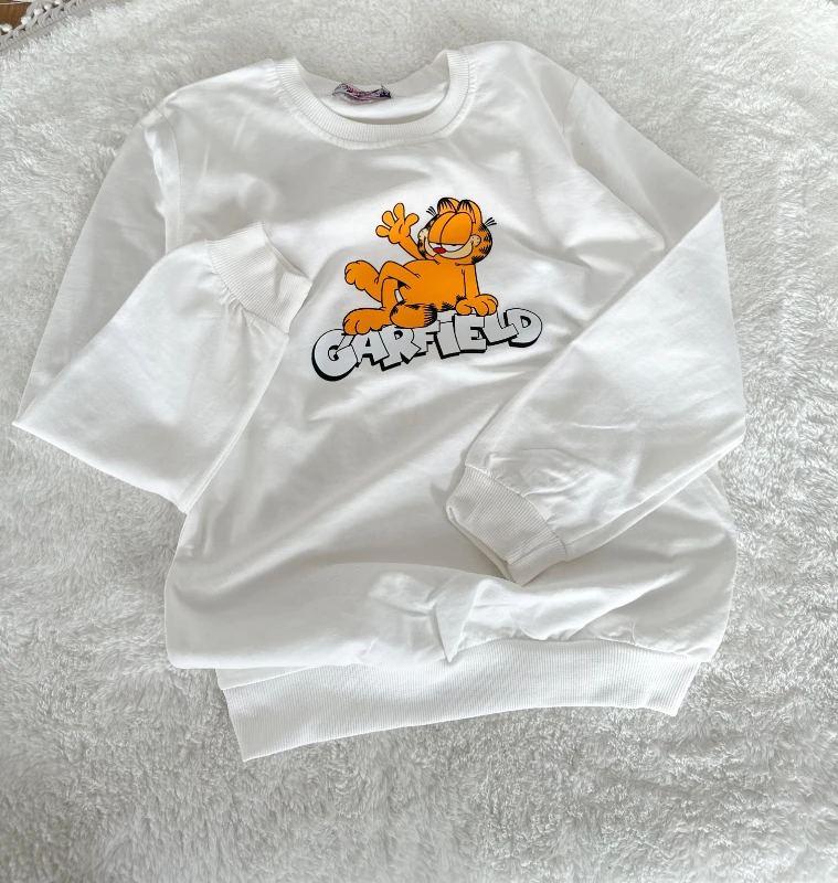 Çocuk Sweat Garfield arka ön baskılı Beyaz Renk