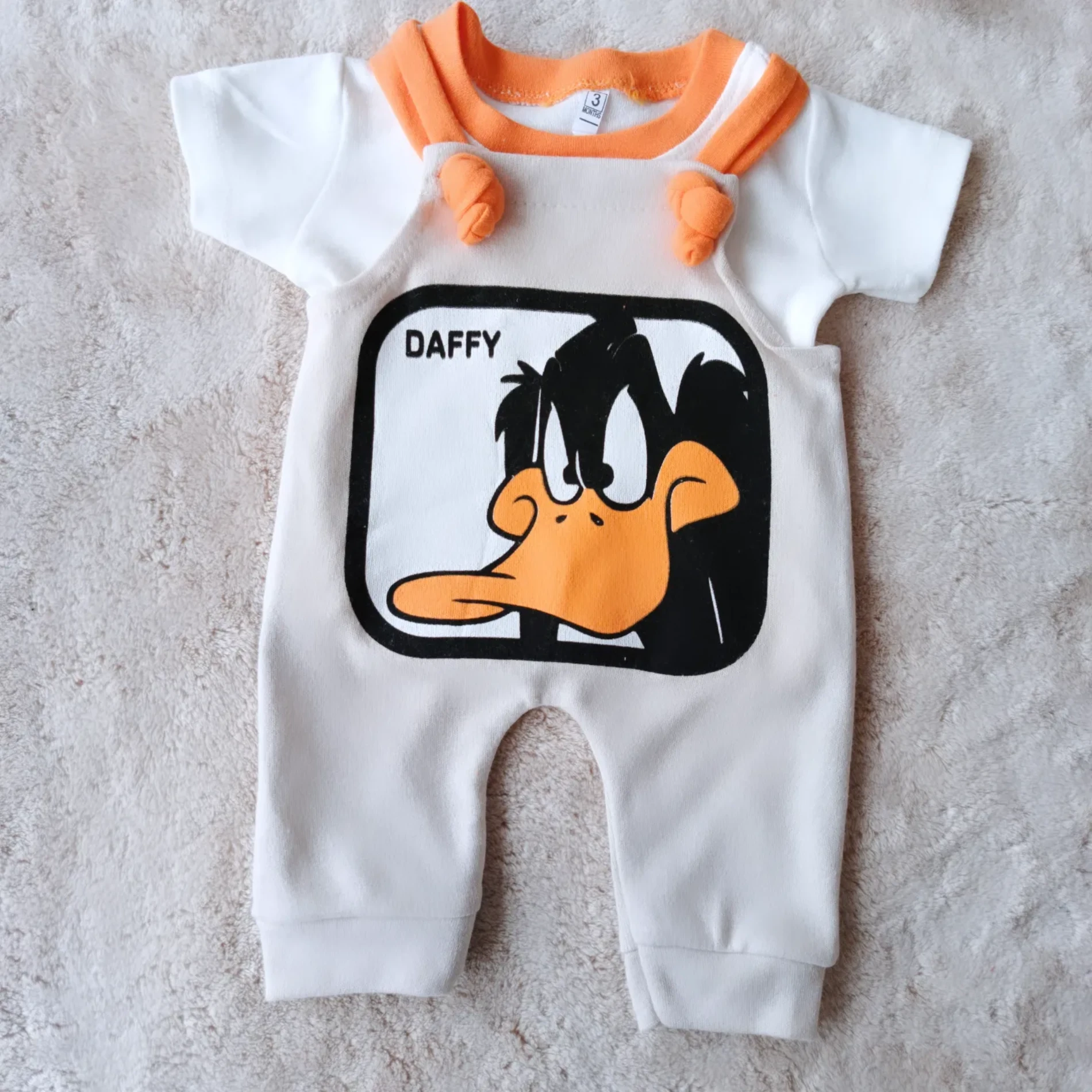 Bebek Tulum Salopet Dufy Duck Baskılı 0-12 ay Bej