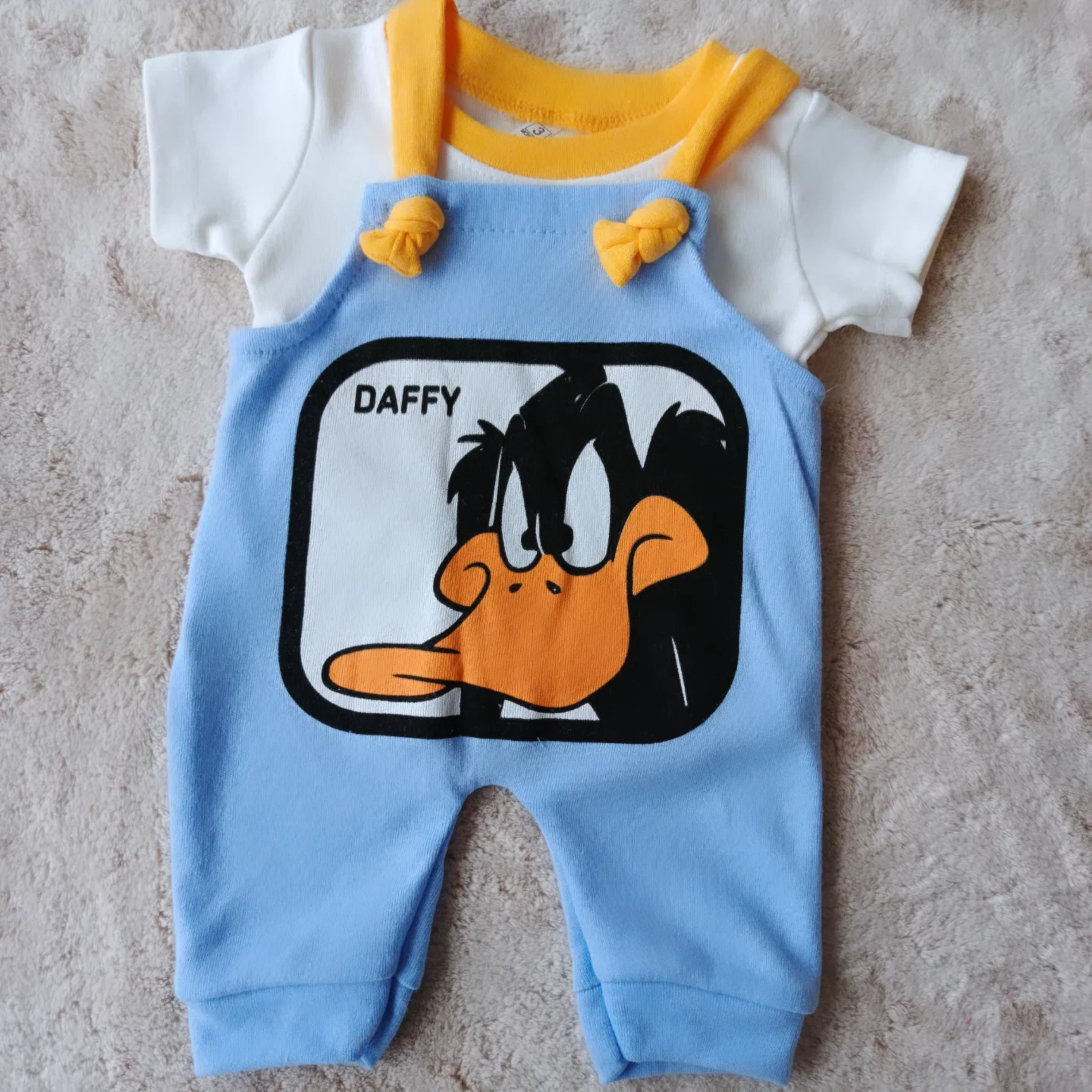 Bebek Tulum Salopet Dufy Duck Baskılı 0-12 ay Mavi