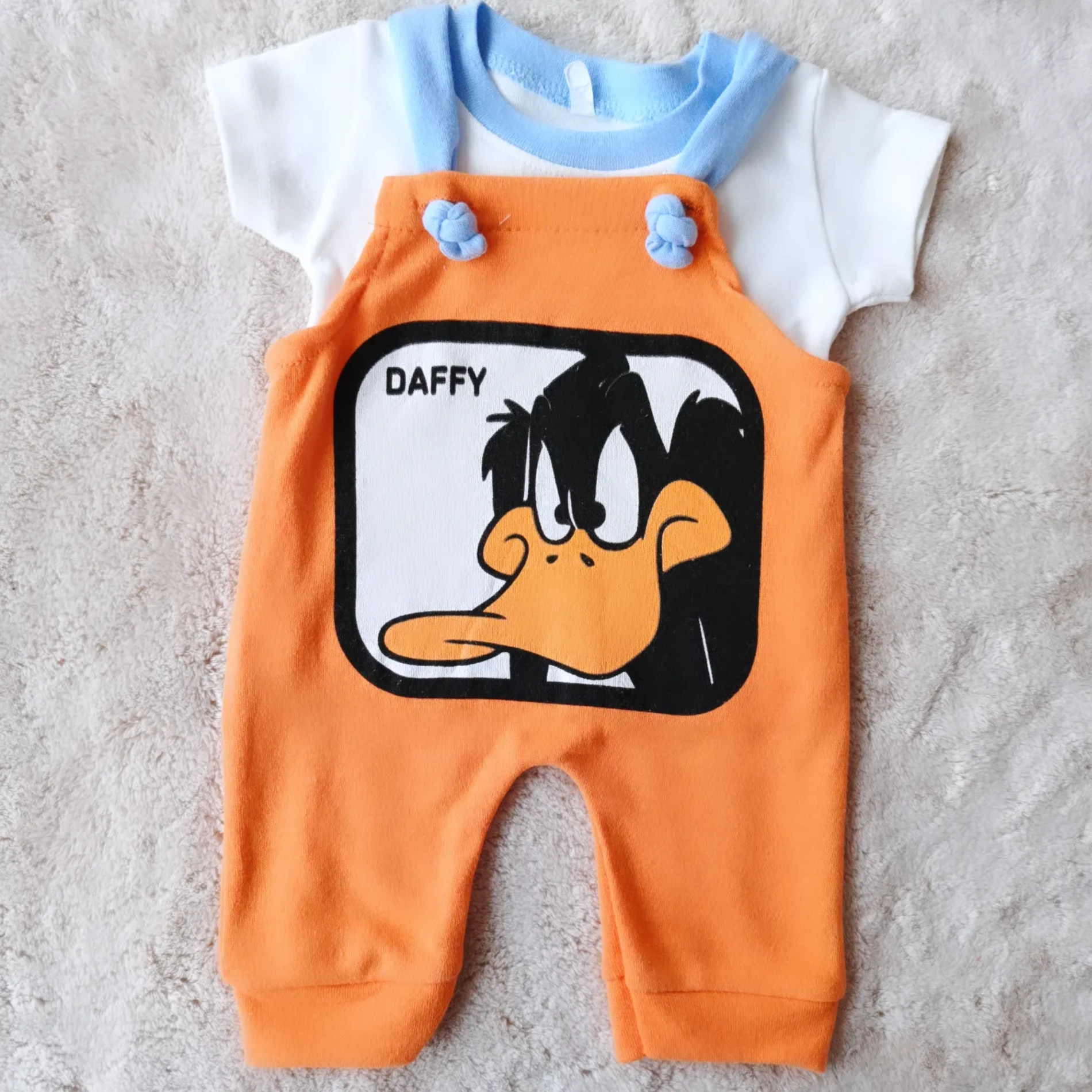 Bebek Tulum Salopet Dufy Duck Baskılı 0-12 ay Turuncu
