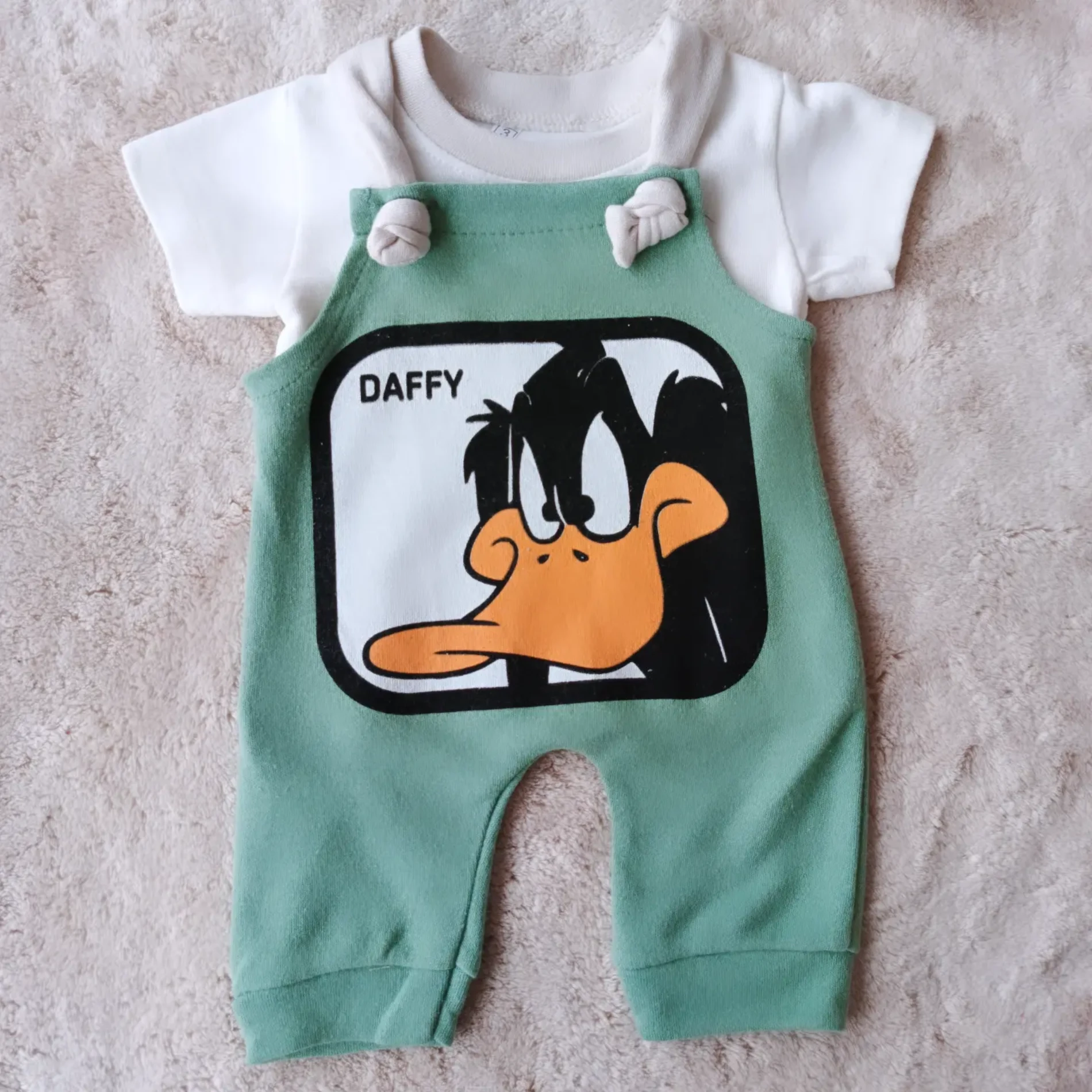 Bebek Tulum Salopet Dufy Duck Baskılı 0-12 ay Yeşil