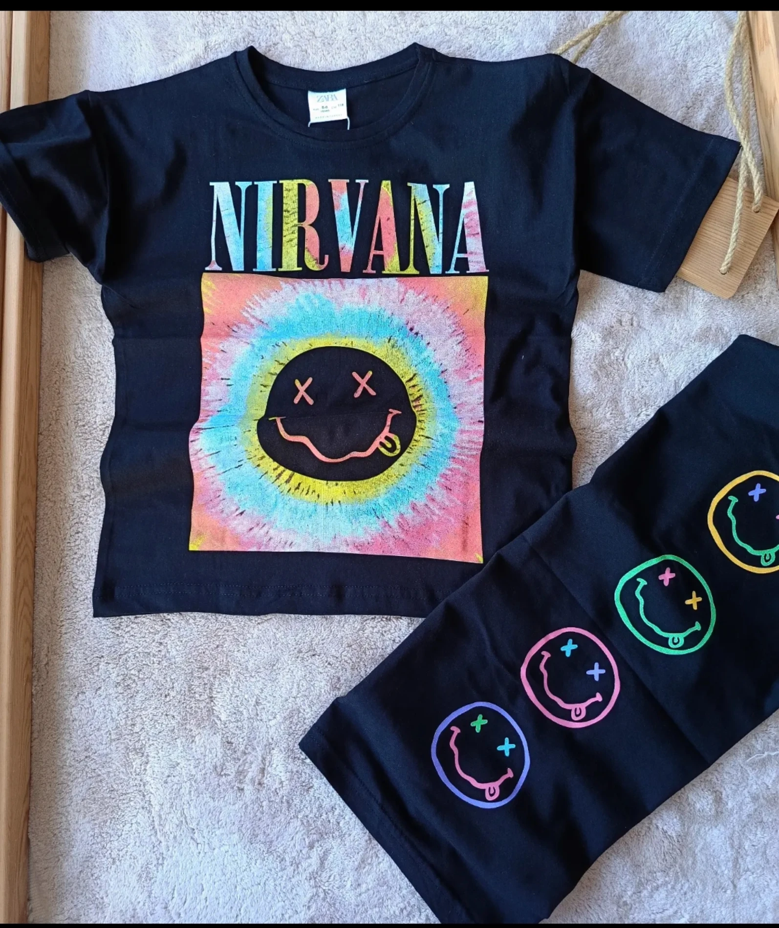 Çocuk Tshirt Nirvana Baskılı 5-14 Yaş Siyah