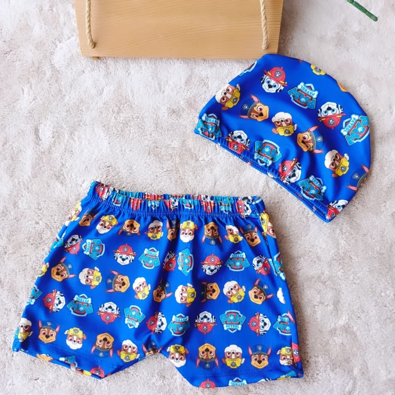 Çocuk Mayo Şort Paw Patrol Baskılı Saks Mavi Boneli 3-9 Yaş