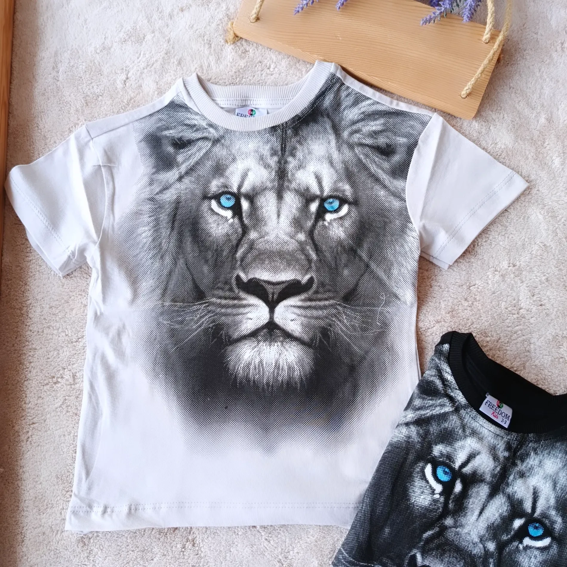 Çocuk Tshirt Aslan Baskılı 2-8 Yaş Gri