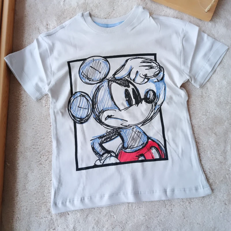 Çocuk Tshirt Çizgi Mickey Baskılı 2-8 Yaş Gri