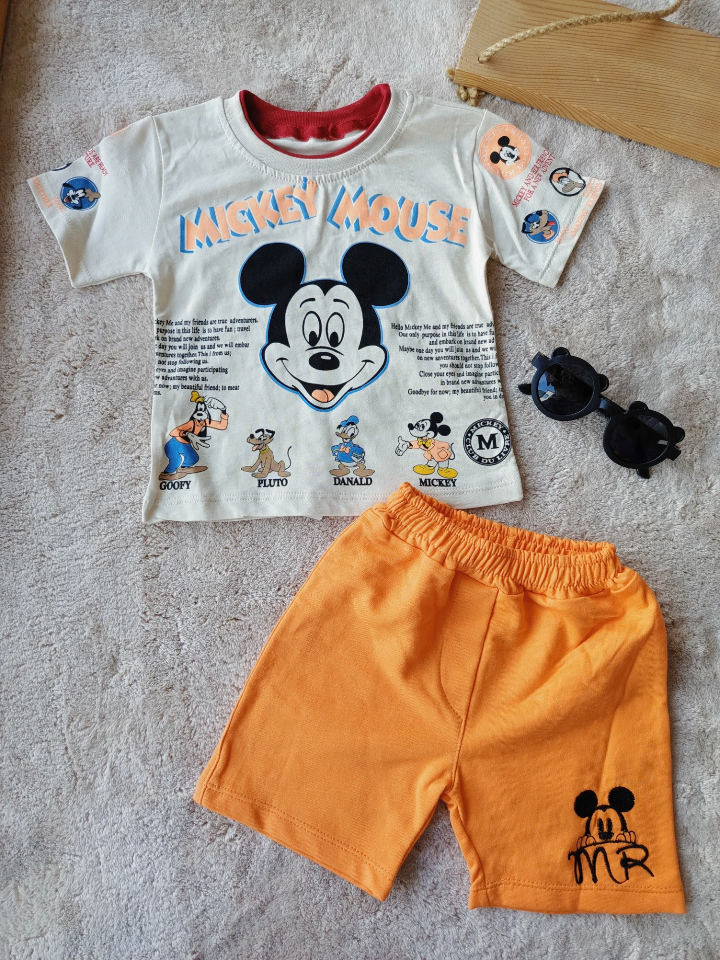Bebek Takım Disney Baskılı Turuncu Şortlu 9-24 Ay
