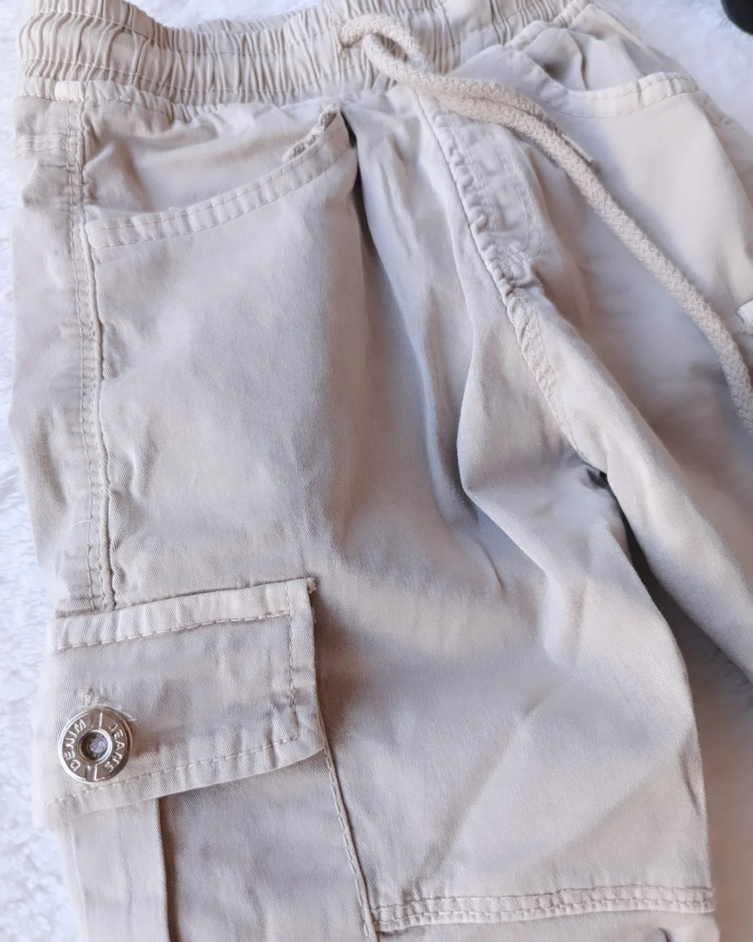 Çocuk Pantolon Kargo Cepli 3-7 Yaş Krem