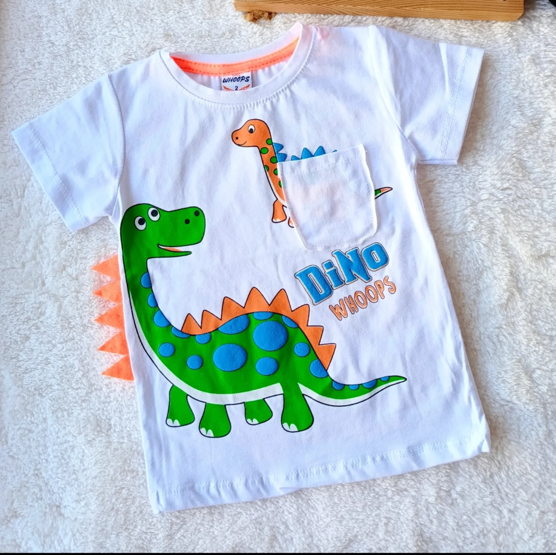 Çocuk Tshirt Dino Baskılı 1-4 Yaş Beyaz