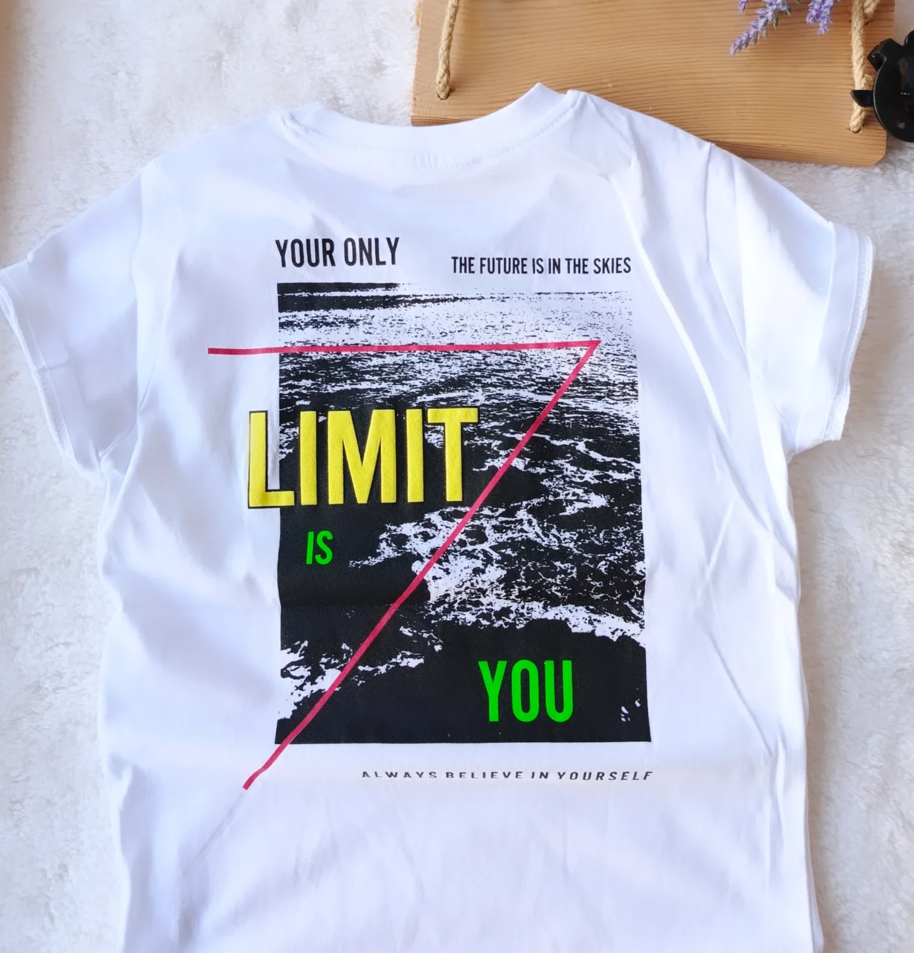 Çocuk Tshirt Your Only Baskılı Sırt Baskı Detaylı 8-12 Yaş Beyaz