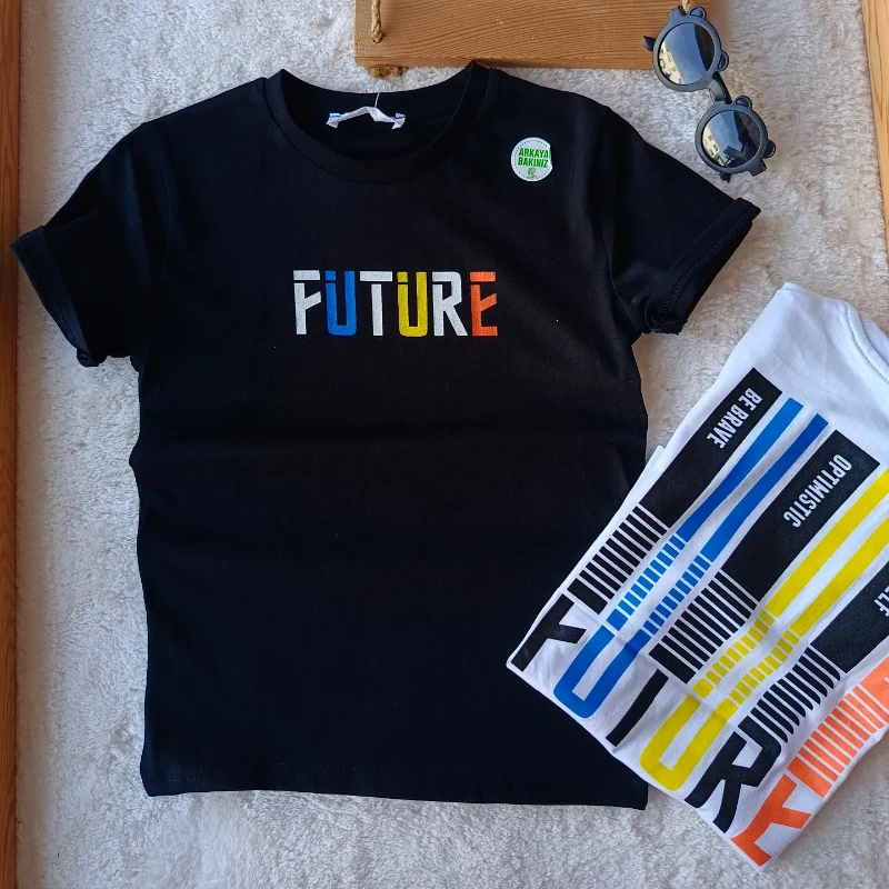 Çocuk Tshirt Future Sırt Baskı Detaylı 8-12 Yaş Siyah