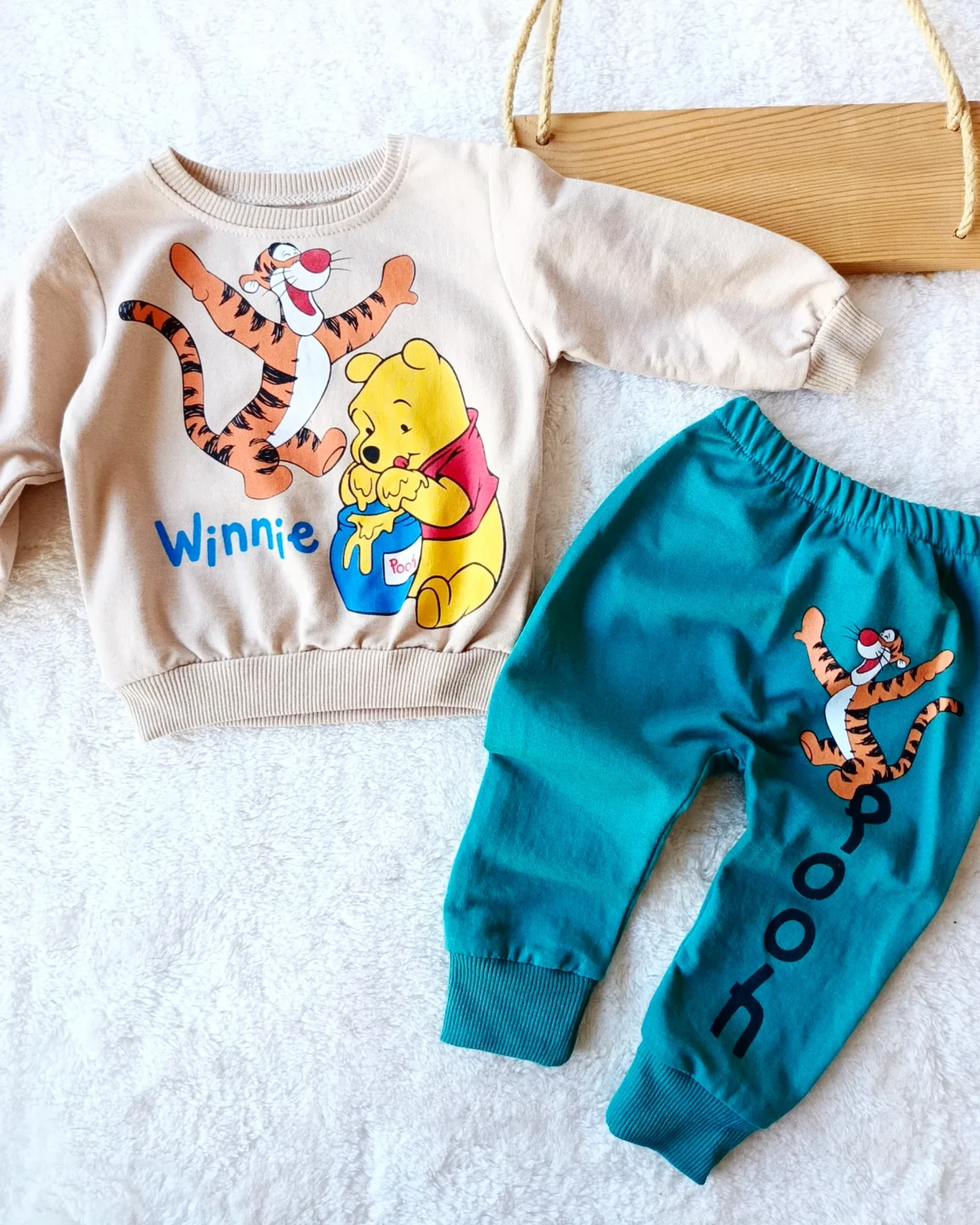 Bebek Takım Tiger ve pooh baskılı Yeşil