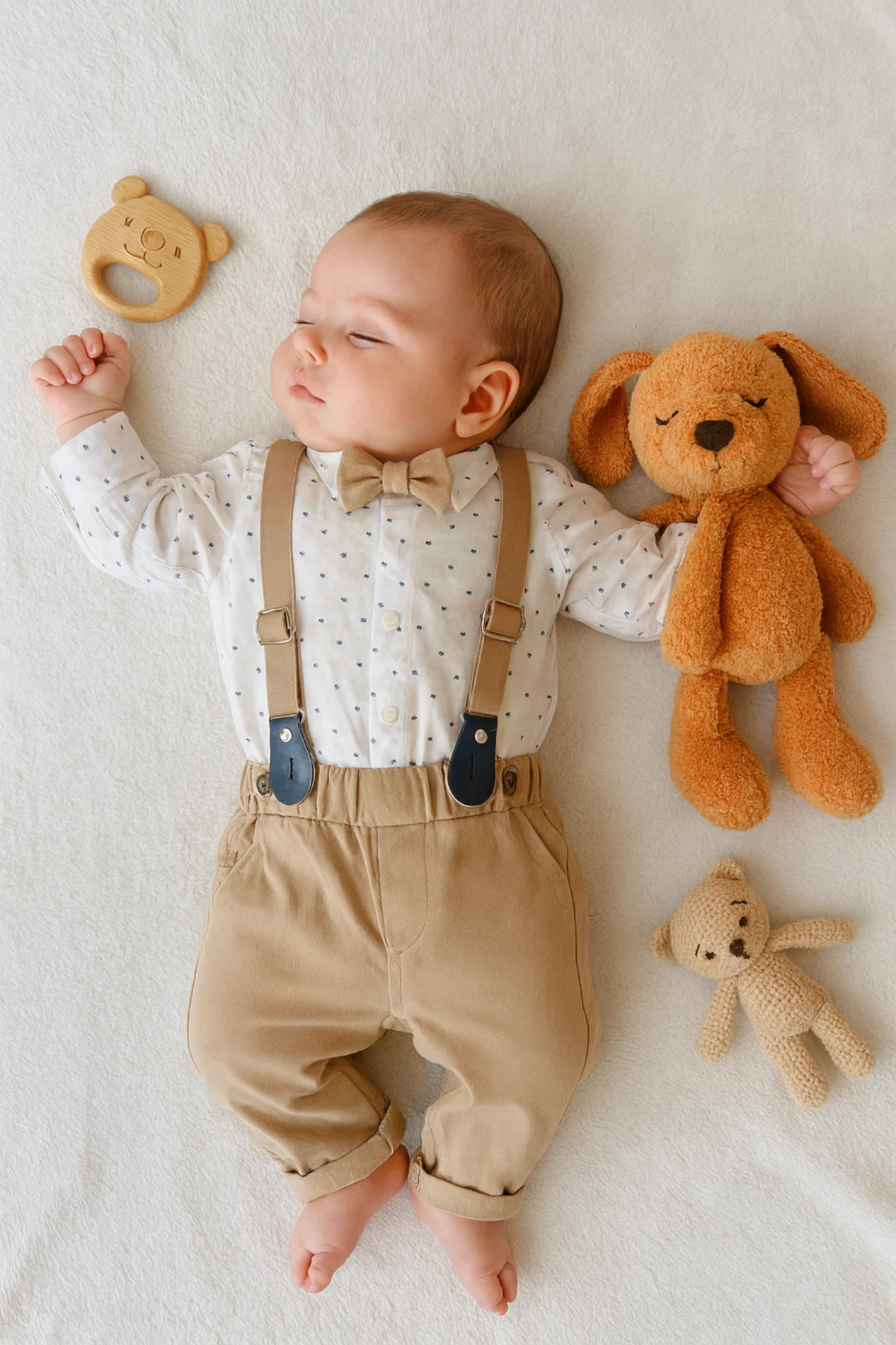 bebek takım 9-24 ay puantiye gömlek papyonlu kahve