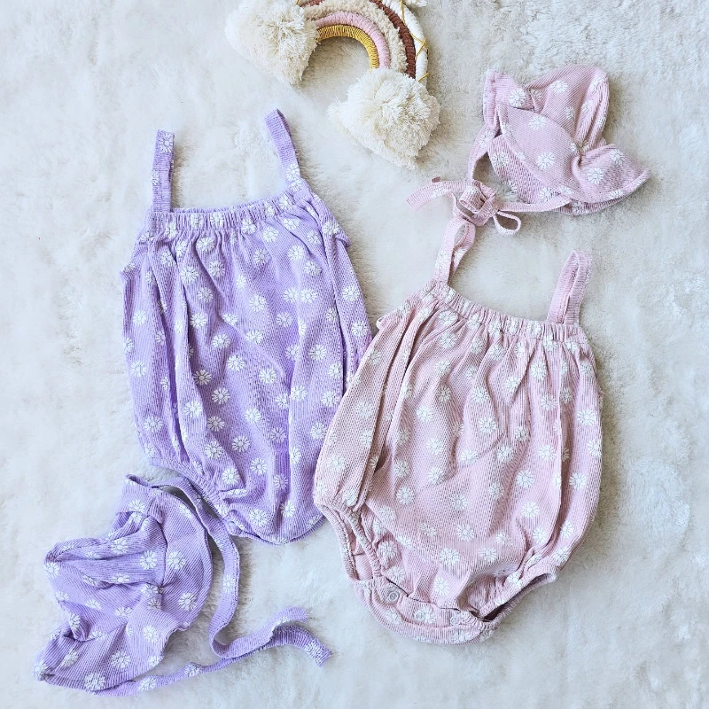 bebek tulum romper  papatya baskılı şapkalı 3-12 ay