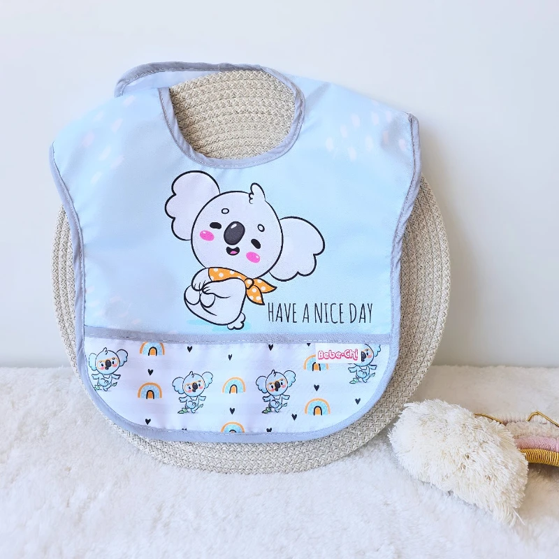 Bebek önlük sıvı geçirmez koala baskılı mavi