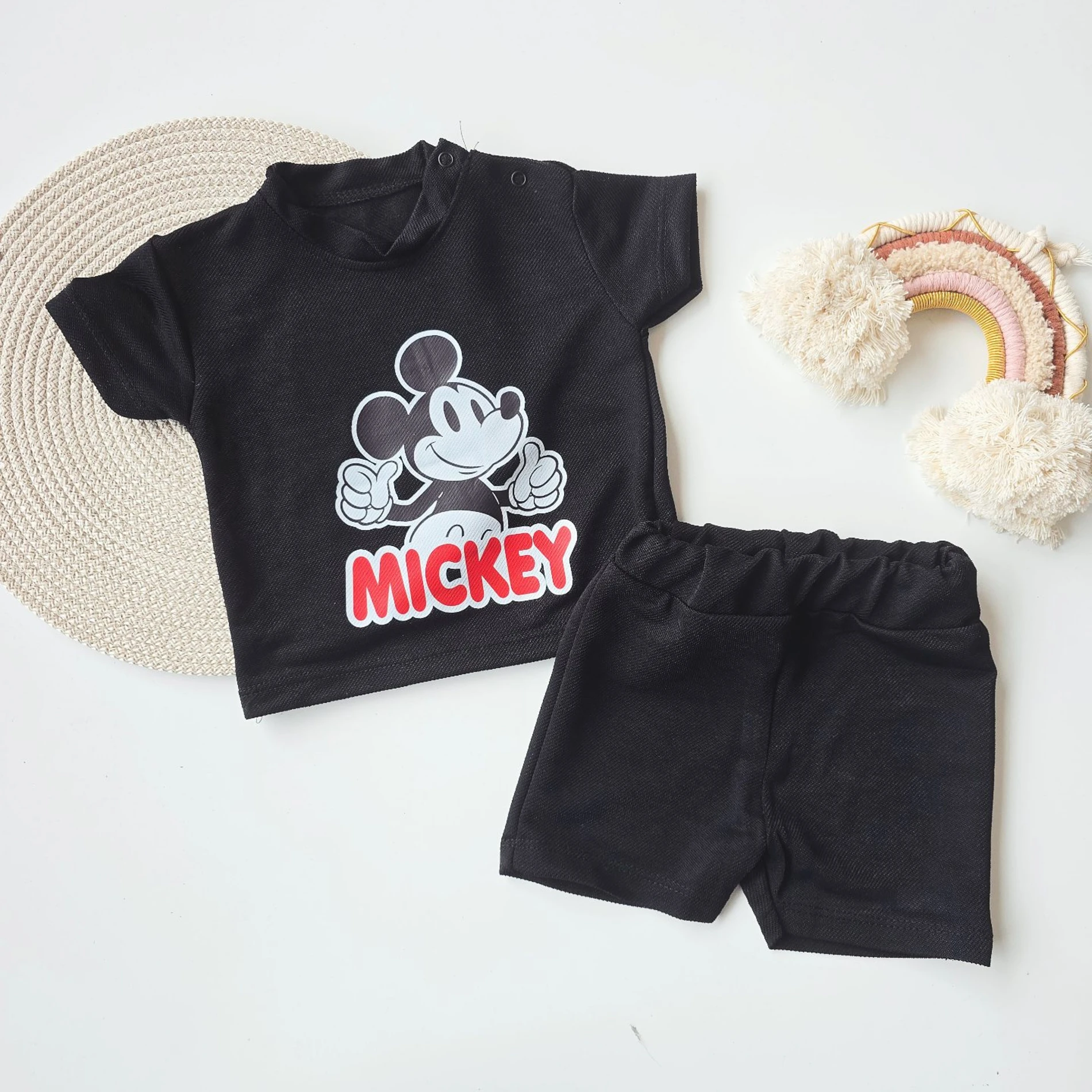 Bebek takım mickey baskılı 6-24 ay siyah