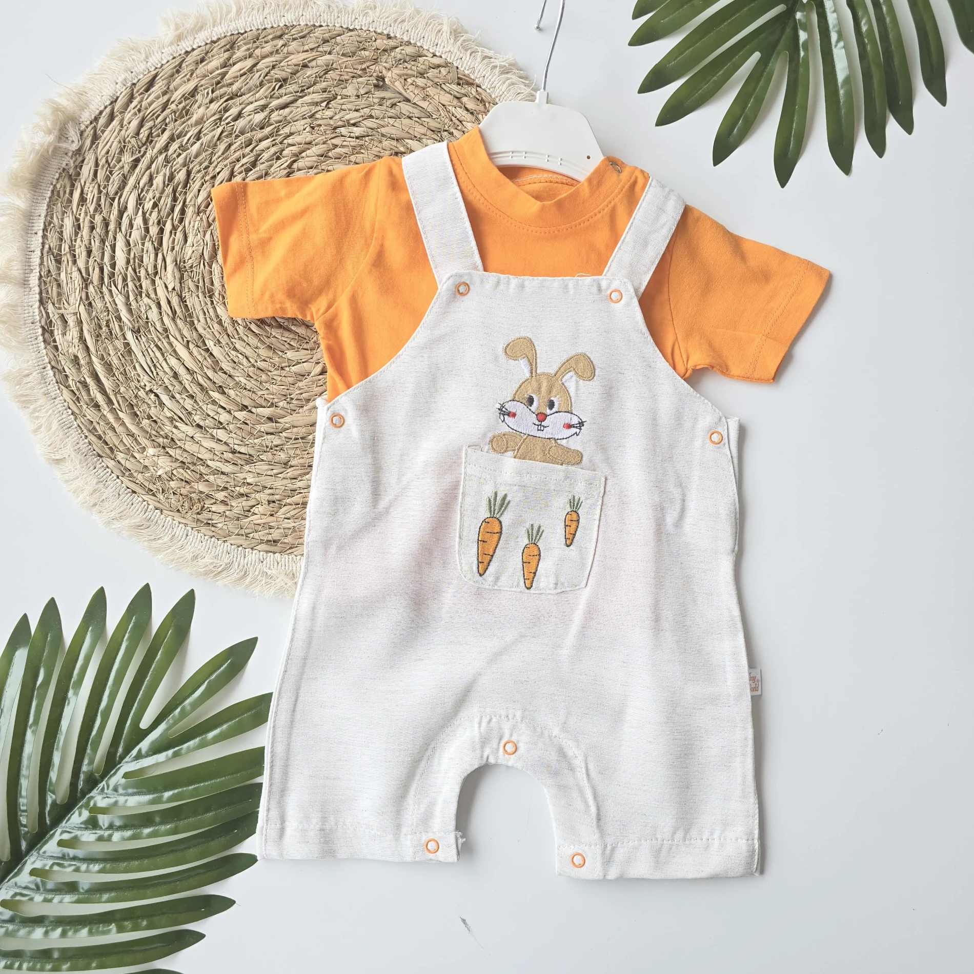 Bebek Salopet Tavşan Baskılı Havuç Detaylı 6-24 Ay 