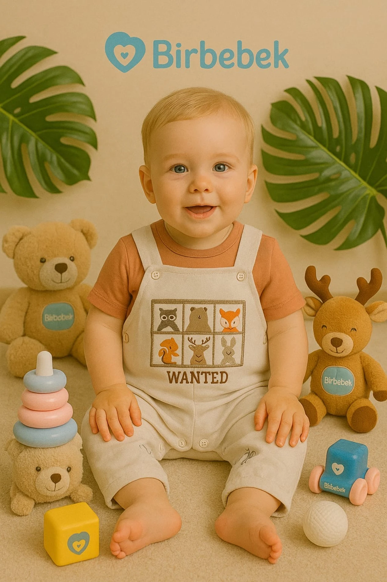 Bebek Salopet Wanted Baskılı 6-24 Ay 