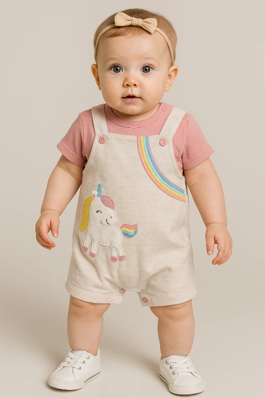 Bebek Salopet Unicorn Baskılı  6-24 Ay