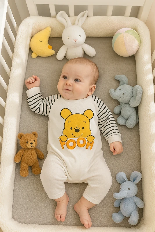 Bebek Tulum Pooh Baskılı Çizgi Detaylı