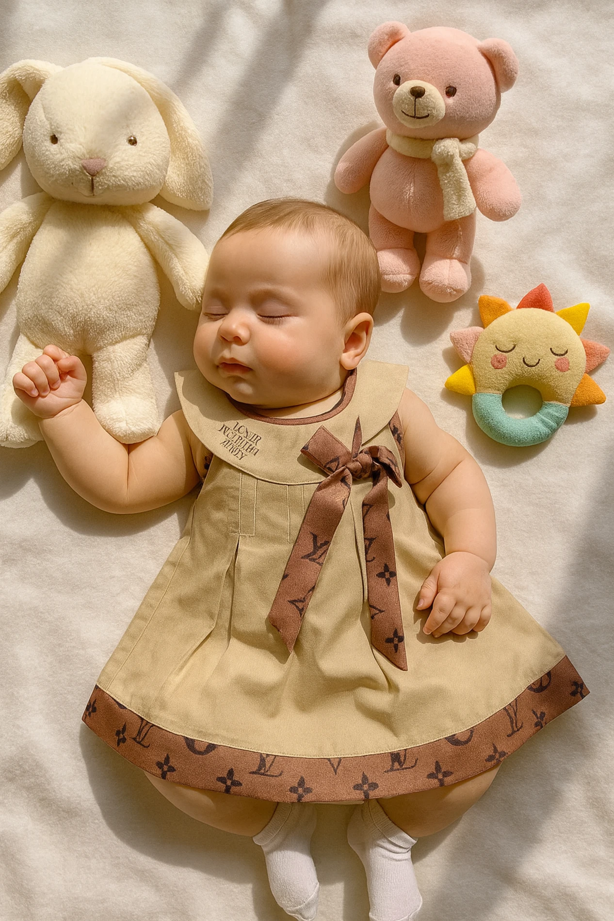 Çocuk Elbise Fiyonk Detaylı Bebe Yaka