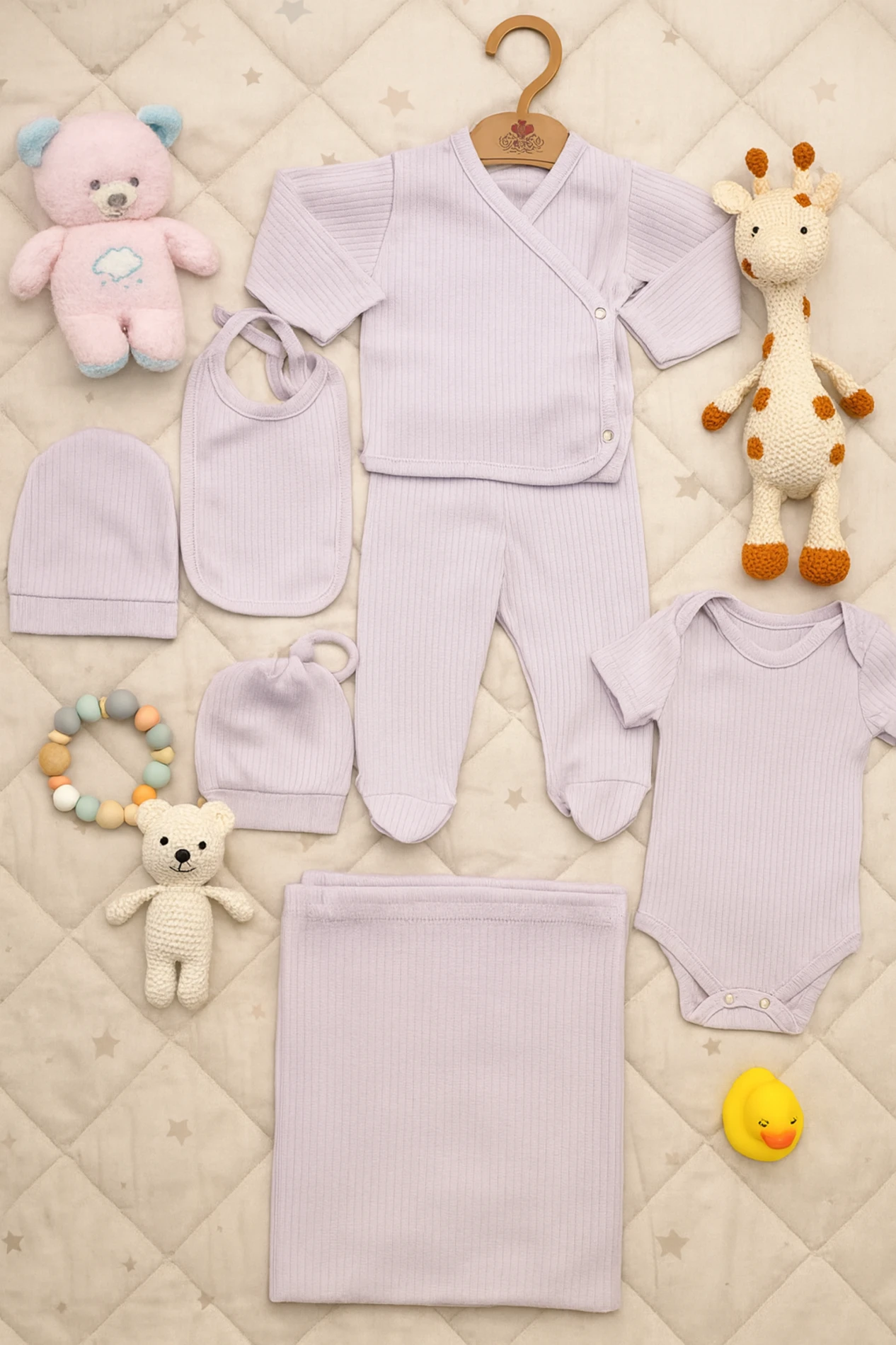 Bebek Hastane Çıkışı 7 Parça Fitilli Battaniyeli