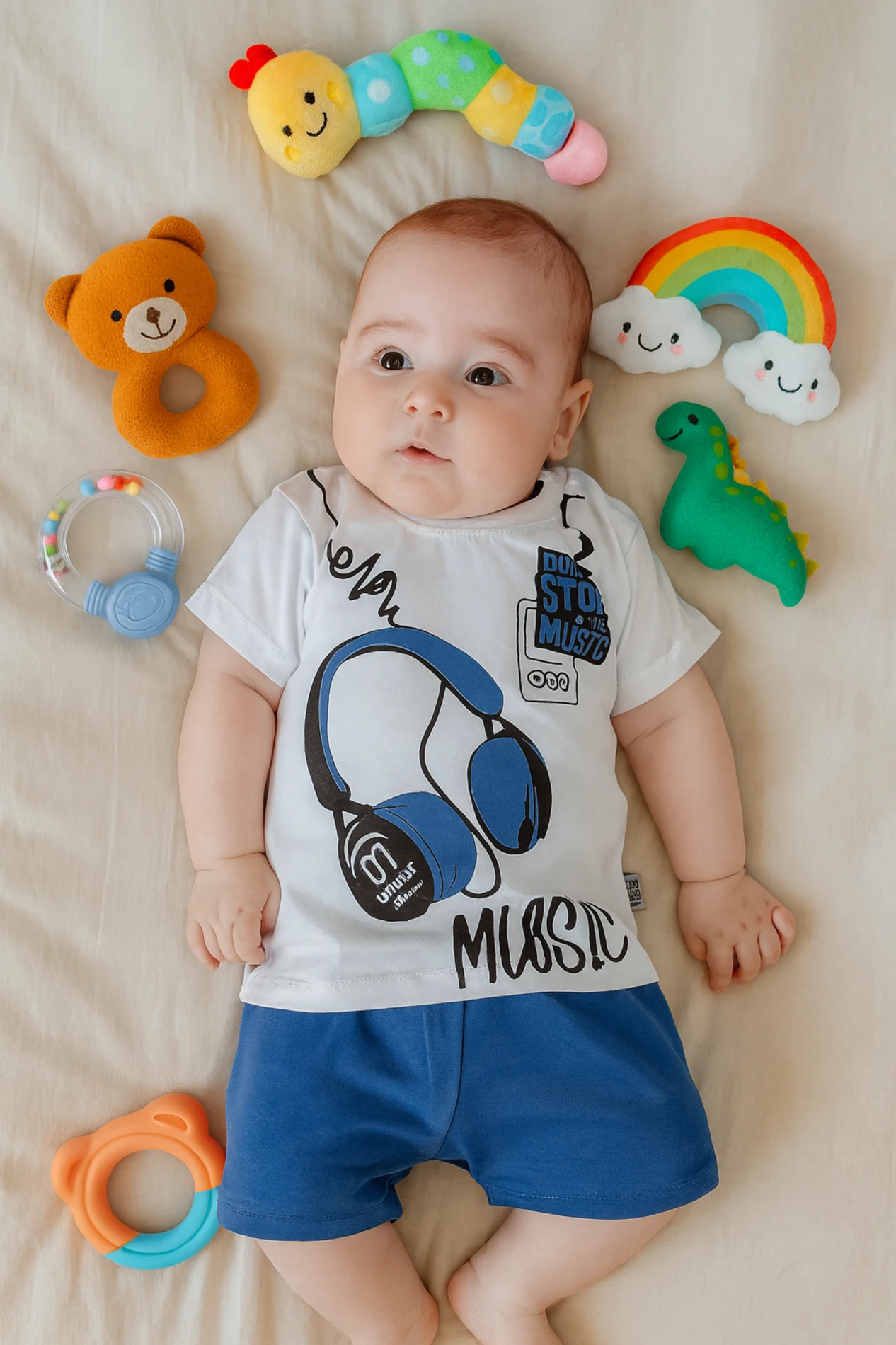 Çocuk Takım Music Baskılı Şortlu