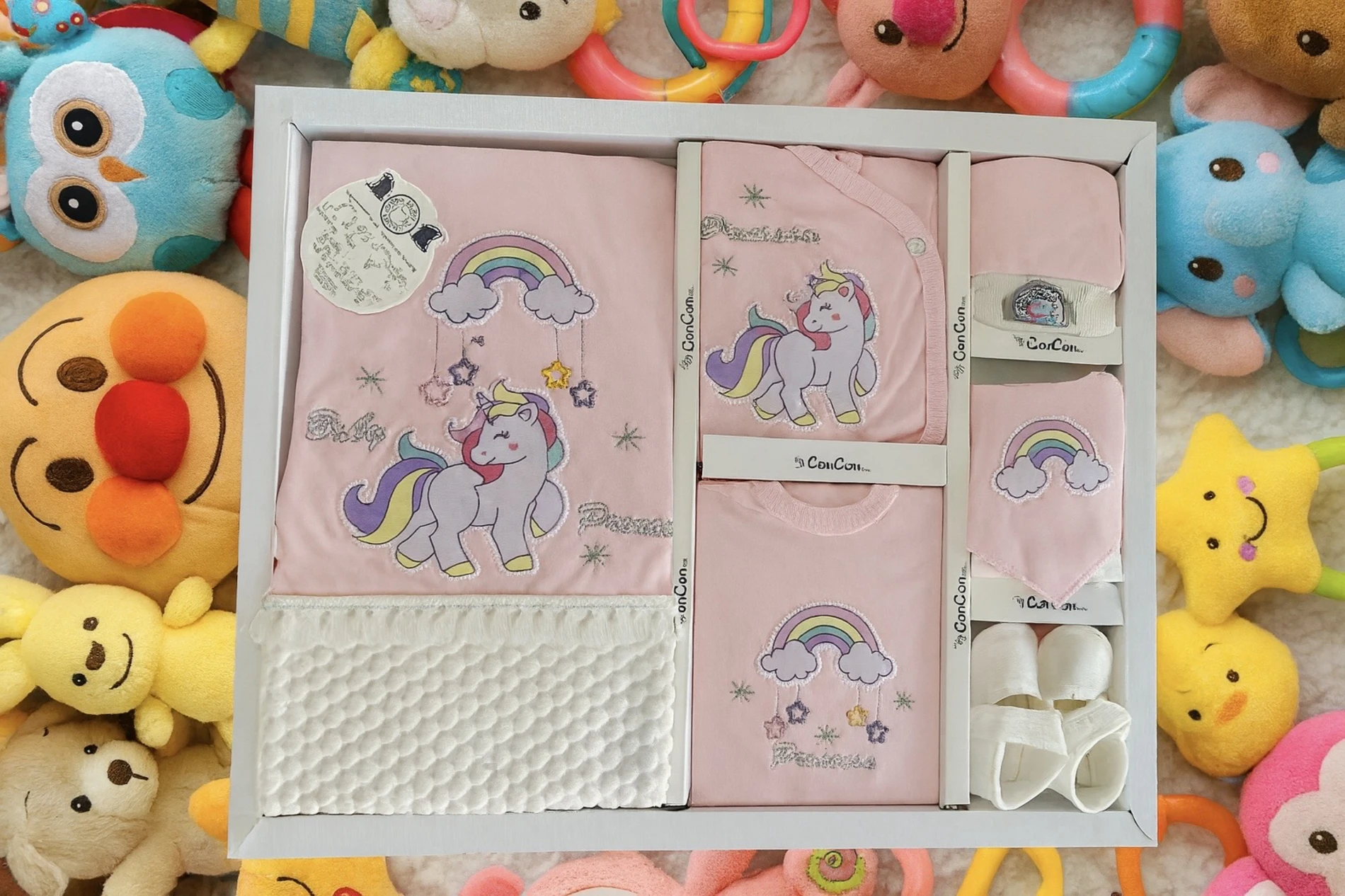 Bebek Hastane Çıkışı 10'Lu Unicorn Baskılı %100 Pamuk
