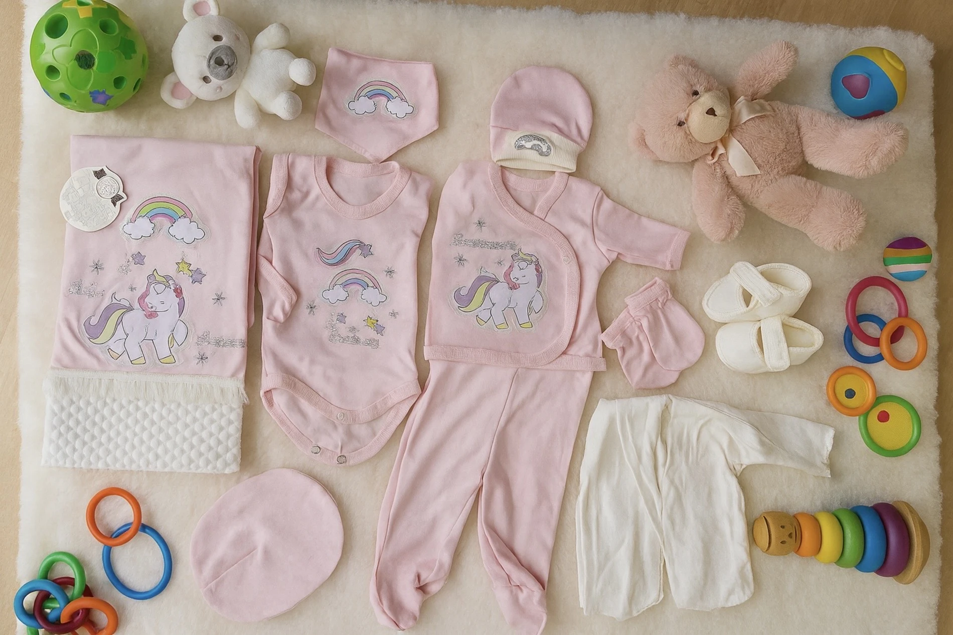 Bebek Hastane Çıkışı 10'Lu Unicorn Baskılı %100 Pamuk