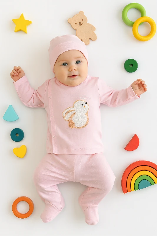 Bebek Hastane Çıkışı 3'Lü Süzene Tavşan Nakışlı 