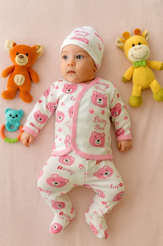 Bebek Hastane Çıkışı 3'Lü Baby Bear Baskılı 