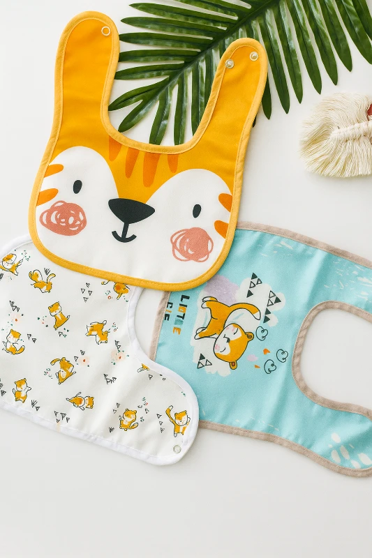 Bebek Mama Önlüğü 3'Lü Sevimli Kedi Baskılı